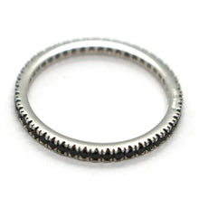 Load image into Gallery viewer, 18k white gold thin eternity band ring, black cubic zirconia, thickness 2 mm.
