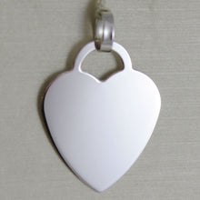 Load image into Gallery viewer, 18k white gold heart charm pendant engravable flat smooth shiny made in Italy
