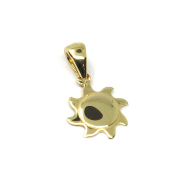 18K YELLOW GOLD SUN PENDANT MINI 10mm DIAMETER, FLAT SOLID, MADE IN ITALY.