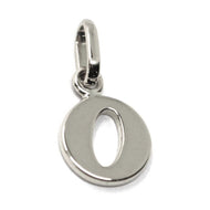 solid 18k white gold charm pendant small initial letter O, 10mm, 0.4 inches.