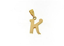 Load image into Gallery viewer, 18K YELLOW GOLD LUSTER PENDANT WITH INITIAL K LETTER K MADE IN ITALY 0.71 INCHES.
