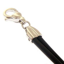 Load image into Gallery viewer, SOLID 18K ROSE WHITE GOLD BRACELET 5mm DOUBLE ROUND TUBE PLATE BLACK RUBBER 8.3&quot;.
