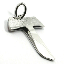 Load image into Gallery viewer, 18k white gold double tau cross, Glory be to the Father prayer engraved, 24mm.
