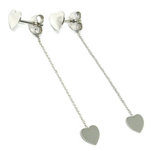 Load image into Gallery viewer, 18k white gold pendant earrings flat double heart, shiny, smooth, rolo chain
