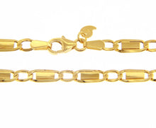 Load image into Gallery viewer, 9K YELLOW GOLD CHAIN FLAT GOURMETTE CURB ALTERNATE WITH OVAL 4mm LINK, 23.6&quot;.
