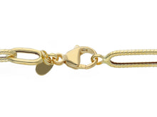 Load image into Gallery viewer, 18K YELLOW GOLD BRACELET PAPER CLIP 6x10 &amp; 6x20mm ALTERNATE STRIPED SMOOTH OVALS.
