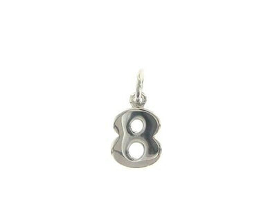18k white gold number 8 eight small pendant charm, 0.4