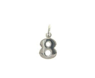 18k white gold number 8 eight small pendant charm, 0.4