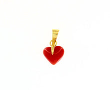 Load image into Gallery viewer, 18K YELLOW GOLD PENDANT WITH NATURAL RED CORAL SMALL HEART LENGTH 10mm, 0.7&quot;.
