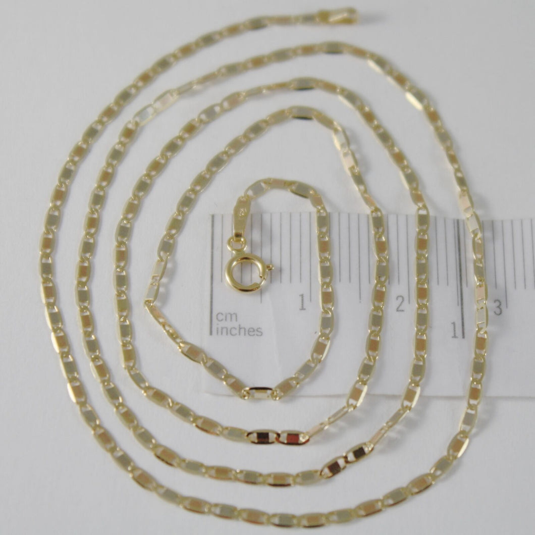18K YELLOW WHITE ROSE GOLD FLAT BRIGHT OVAL CHAIN 20 INCHES, 2 MM MADE IN ITALY