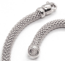 Load image into Gallery viewer, 18k white gold basket rounded big 5mm tubular basket popcorn chain necklace 18&quot;.
