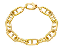 Load image into Gallery viewer, 18K YELLOW GOLD BRACELET BIG MARINER ANCHOR OVAL TUBE STRETCHED LINKS 17x8 mm.
