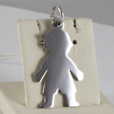 solid 18k white gold boy pendant, baby, made in Italy.
