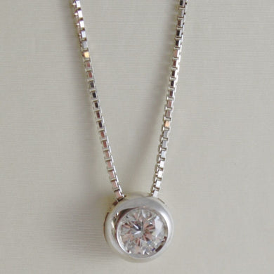 18k white gold necklace with diamond 0.31 carats, venetian chain made in Italy.