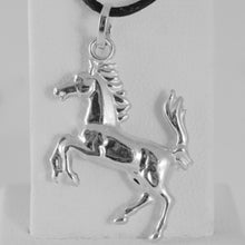 Load image into Gallery viewer, 18k white gold rounded horse pendant charm 32 mm smooth bright made in Italy.
