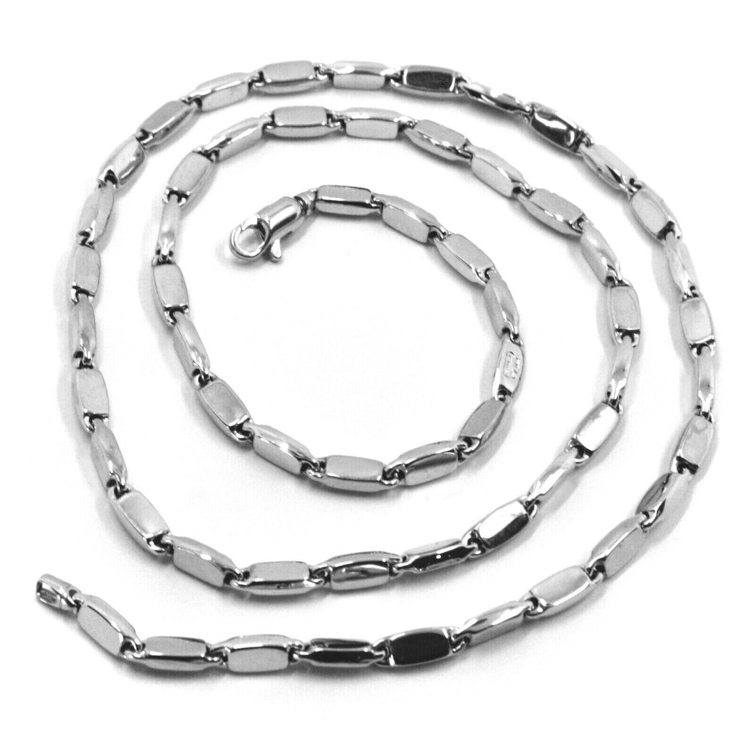 18k white gold chain necklace alternate rectangular oval tube links, 20
