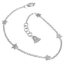 Load image into Gallery viewer, 18K WHITE GOLD OVAL ROLO BRACELET, 18cm 7.1&quot;, FLAT 5mm STARS, MADE IN ITALY
