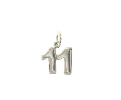 18k white gold number 11 eleven small pendant charm, 0.4