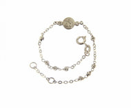 18k white gold bracelet for kids with guardian angel made in Italy 5.91 inches.