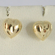 Load image into Gallery viewer, 18K YELLOW GOLD EARRINGS WITH VERY SHINY HEART LOVE WORKED MADE IN ITALY 0.28 IN.
