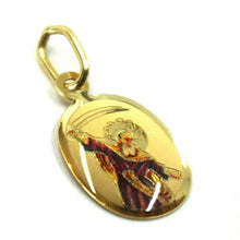 Load image into Gallery viewer, SOLID 18K YELLOW OVAL GOLD MEDAL, MINI 13x10 mm, SAINT ELIA ELIAS, ENAMEL
