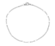 18K WHITE GOLD FLAT BRACELET 2mm SMALL ALTERNATE OVALS & PLATES LENGTH 8.3