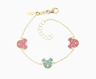 18k yellow gold bracelet for kids with dog puppy doggie  made in Italy  5.5 in.