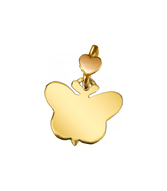SOLID 9K YELLOW GOLD SMALL 10mm PENDANT BUTTERFLY MADE IN ITALY BY DODO MARIANI.