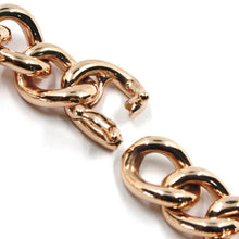 Load image into Gallery viewer, 18k rose gold bracelet ondulate rounded gourmette cuban curb links 9.5 mm, 18cm

