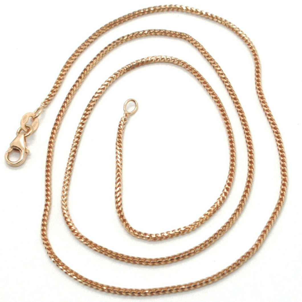 18k rose gold chain 1.2 mm square franco link, 17.7 inches, 45 cm made in Italy.