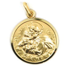 Load image into Gallery viewer, 18K YELLOW GOLD ST SAINT ANTHONY PADUA SANT ANTONIO MEDAL MADE IN ITALY, 21 MM.
