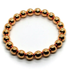 Load image into Gallery viewer, 18k rose gold bracelet, semirigid, elastic, big 8 mm smooth balls spheres.
