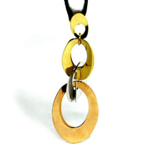 Load image into Gallery viewer, 18K YELLOW WHITE ROSE GOLD PENDANT, ALTERNATE DROPS &amp; OVALS 1.7&quot;.
