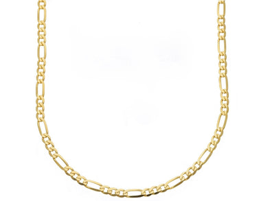 SOLID 9K YELLOW GOLD 2.5mm FIGARO FLAT ALTERNATE 3+1 LINKS NECKLACE LENGTH 17.7
