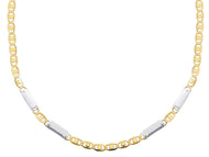 18K YELLOW WHITE GOLD FLAT CHAIN NECKLACE 2.5mm EYES OVALS CIRCLES & PLATES, 20