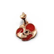 Load image into Gallery viewer, 9K ROSE GOLD SMALL 12mm POPPY FLOWER DODO MARIANI ENAMEL PENDANT, ITALY MADE.

