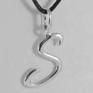18k white gold pendant charm initial letter S, made in Italy 0.9 inches, 23 mm.