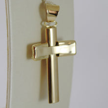 Load image into Gallery viewer, 18K YELLOW JESUS GOLD CROSS SMOOTH STYLIZED FINELY WORKED CURVED MADE IN ITALY.
