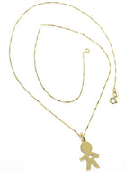 18k yellow gold mini necklace, flat boy heart pendant 0.7