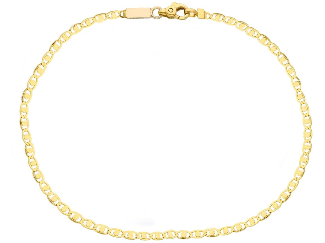 18K YELLOW GOLD FLAT BRACELET 2.5mm SMALL EYES OVALS & CIRCLES LINKS, 8.3