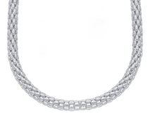 Load image into Gallery viewer, 18k white gold basket rounded 4.5mm tubular basket popcorn chain necklace, 18&quot;.
