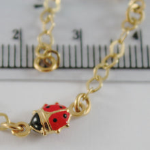 Load image into Gallery viewer, 18k yellow gold girl bracelet 5.90 glazed ladybird ladybug enamel, made in Italy.
