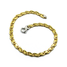 Load image into Gallery viewer, solid 18k yellow white gold bracelet flat 4mm infinite figure 8 oval wave links.
