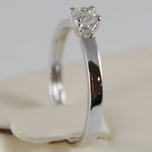 Load image into Gallery viewer, 18k white gold solitaire wedding band squared ring diamond 0.27 made in Italy.
