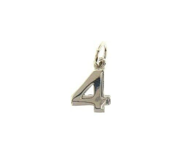 18k white gold number 4 four small pendant charm, 0.4