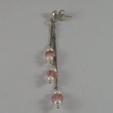 Load image into Gallery viewer, SOLID 18K WHITE GOLD PENDANT EARRINGS, WITH WHITE PEARLS AND PINK TOURMALINES
