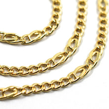 Load image into Gallery viewer, 18K YELLOW GOLD CHAIN 3 MM, 20 INCHES, ALTERNATE 5 GOURMETTE, 2 TIGER EYE LINKS
