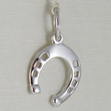 Load image into Gallery viewer, 18k white gold horseshoe charm pendant smooth luminous bright made in Italy
