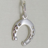 18k white gold horseshoe charm pendant smooth luminous bright made in Italy.