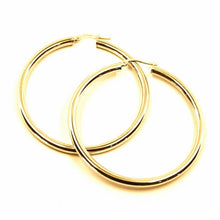 Load image into Gallery viewer, 18K YELLOW GOLD ROUND CIRCLE EARRINGS DIAMETER 40 MM, WIDTH 3 MM, MADE IN ITALY
